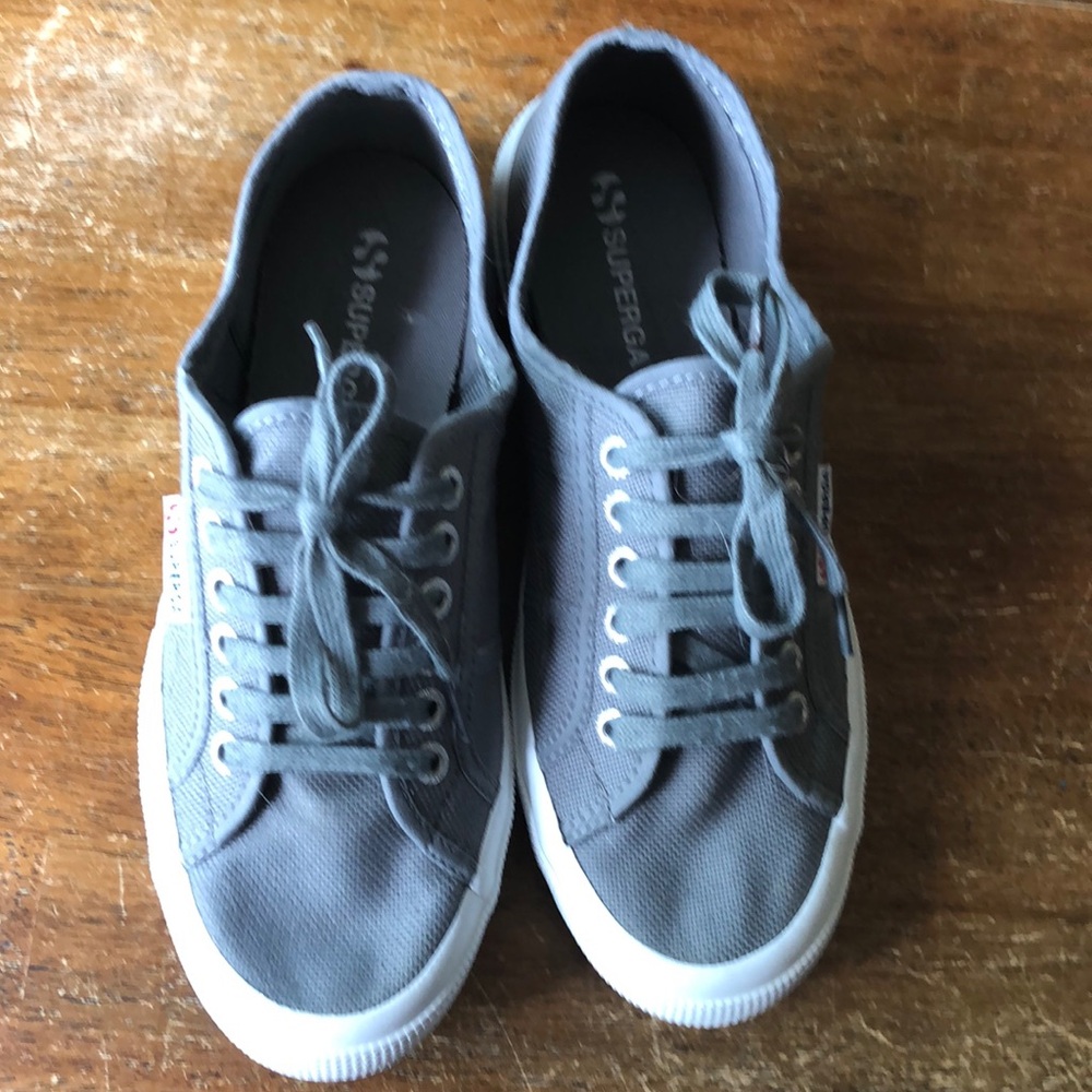 SUPERGA Women’s Grey Canvas Shoes, European size 8.5 USA, European 39, EUC